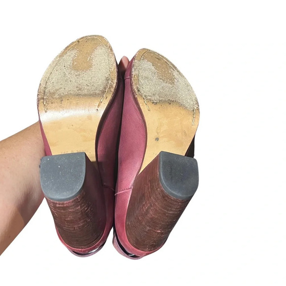 Rag & Bone Harrow Burgundy Leather Stud Harness Block‎ Heel Size 38 Taylor Swift - Picture 12 of 13